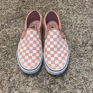 Pink and White Women’s Checkerboard Vans 7.0W